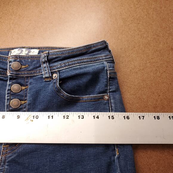 We The Free Exposed Button Fly Bootcut Jeans Wmns 27 Blue Dark Wash Cowgirl Y2K - Picture 9 of 13